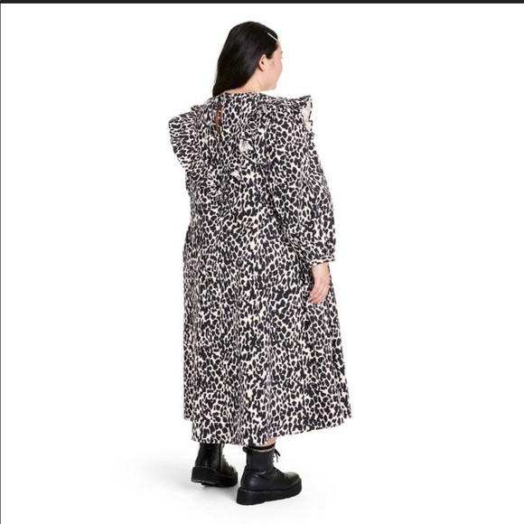 Women's Leopard Print Long Sleeve Dress - Sandy Liang - Picture 10 of 10